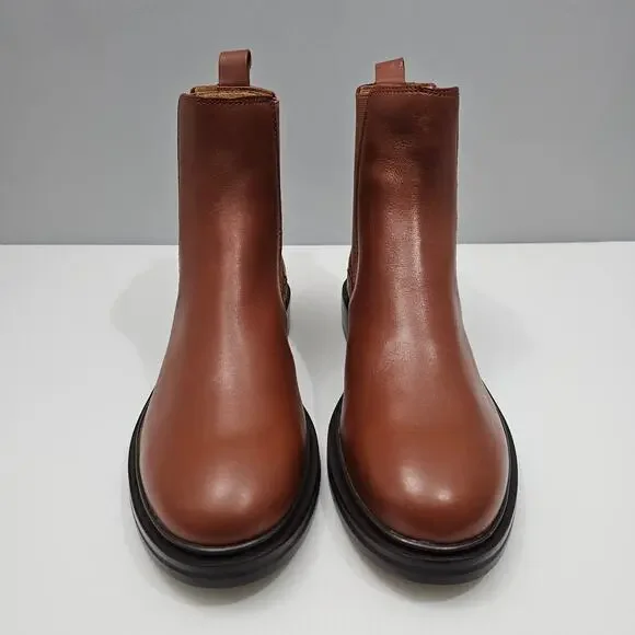 NEW Madewell The Benning Chelsea Ankle Bootie Size 8.5 Cinnamon Brown Leather - Picture 4 of 13